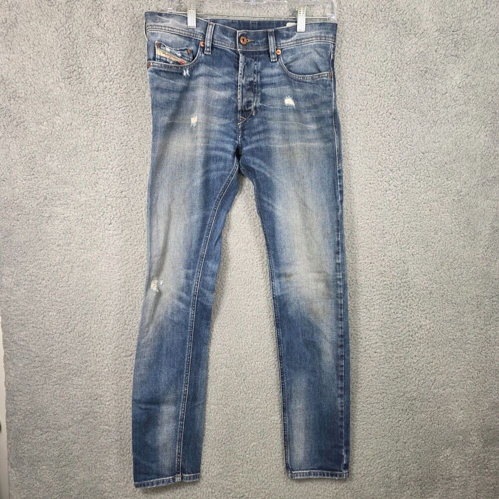 Diesel Jeans Men 29x32 Blue Tepphar Slim Carrot Stretch Medium Wash Denim 0849J